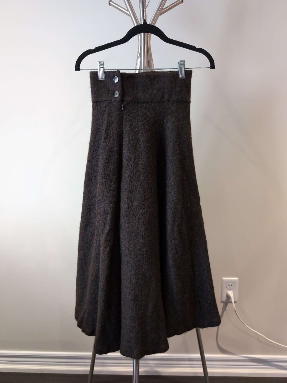 VINTAGE Brown Wool Blend Skirt Dark Academia